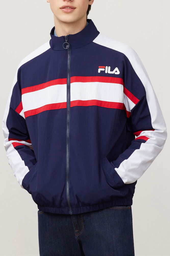 Jachete Fila Barbati Bleumarin/Albi/Rosii Carter Woven AFLO-45863